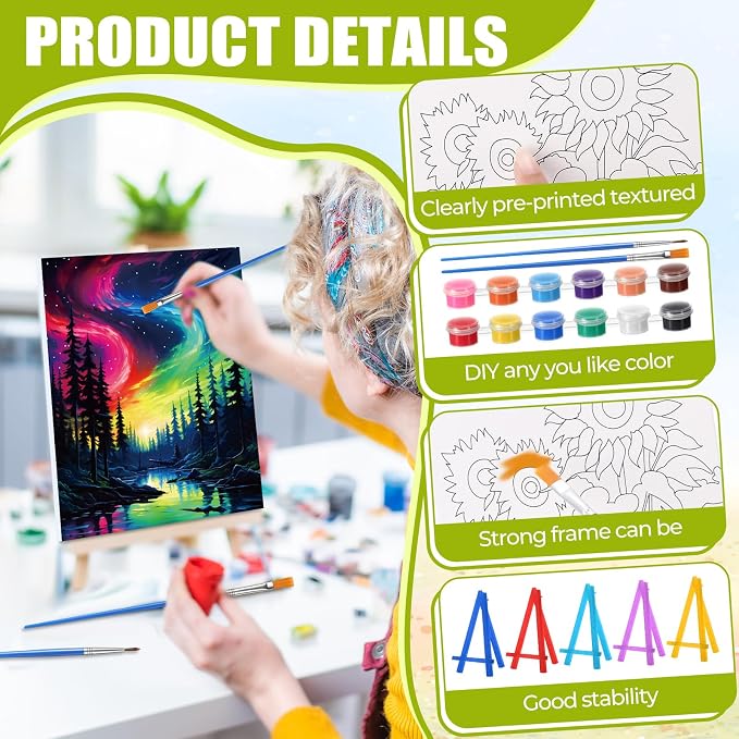 Blosssound 24 Pack Flower Scenery Pre Drawn Canvas to Paint Panels