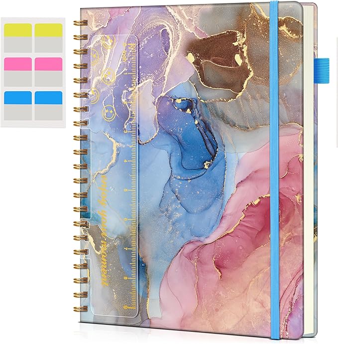 Spiral Notebook Journal 8.5” x 11”, A4 Large Notebooks for Women Men, College Ruled Lined Journal, 100 GSM Paper, Hardcover Spiral Bound Journals for Work School Note Taking, Vibrant Watercolor
