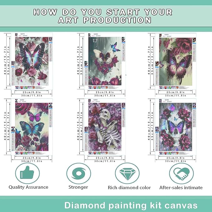 Leatrice Skull Diamond Painting Kits for Adults Butterfly Diamond Art Kits