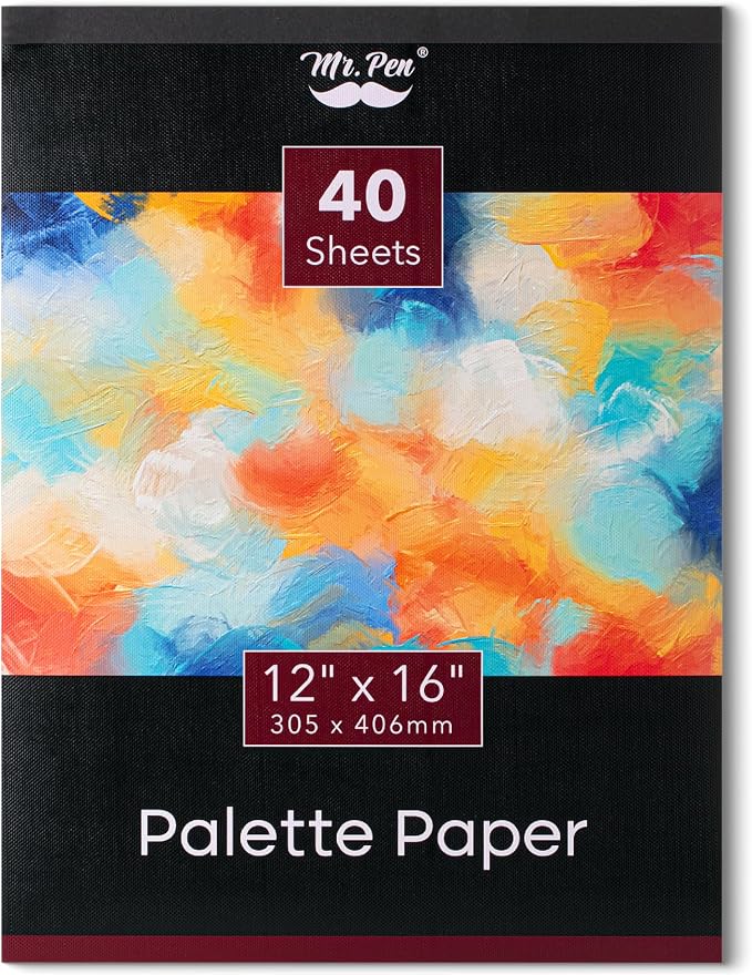 Mr. Pen- Disposable Paint Palette Paper Paint Pad, 12"x16", 40 Sheets | Acrylic Paint Paper, Suitable for Watercolor, Gouache, Acrylic and Oil Paints, Tear-Off Palette Sheets for Painting
