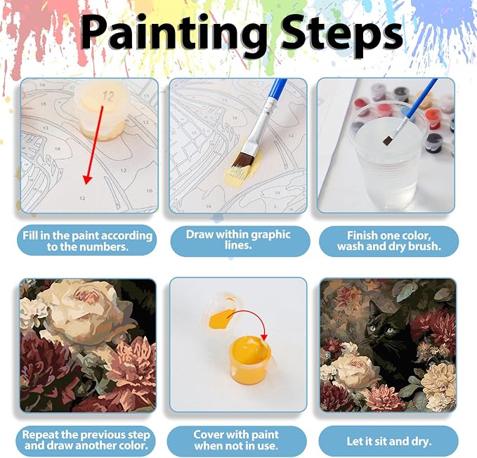 Cat Paint by Numbers Kit for Adults, Adult Paint by Number Kits 16x20 in | Paint by Numbers Kit for Adults, Acrylic Painting by Numbers, DIY Arts and Crafts for Gifts or Home Decor