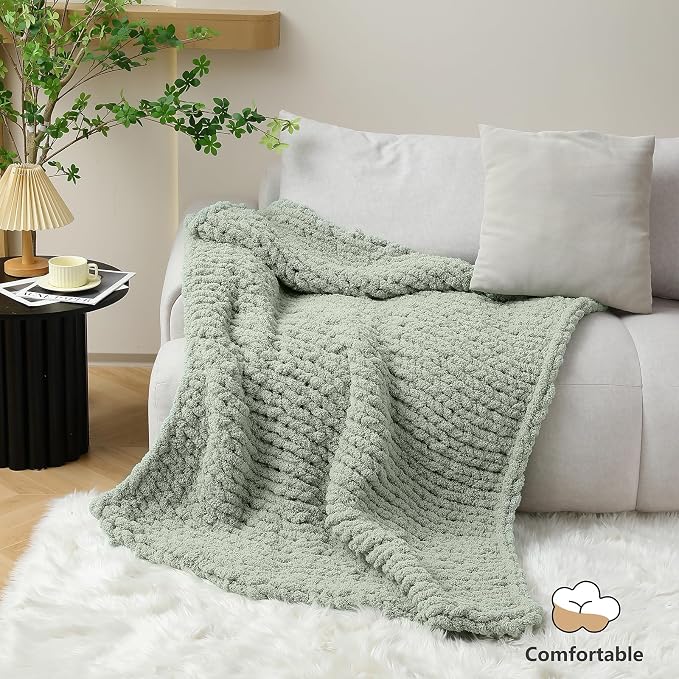 Cozyful Chunky Yarn for Hand Knitting - #10 Chunky Chenille Yarn, Jumbo Big Thick Chunky Yarns for Crocheting, Super Bulky Chunky Knit Blanket Yarns, 8 Skein (22 yds 8 oz Each Skein), Sage Green