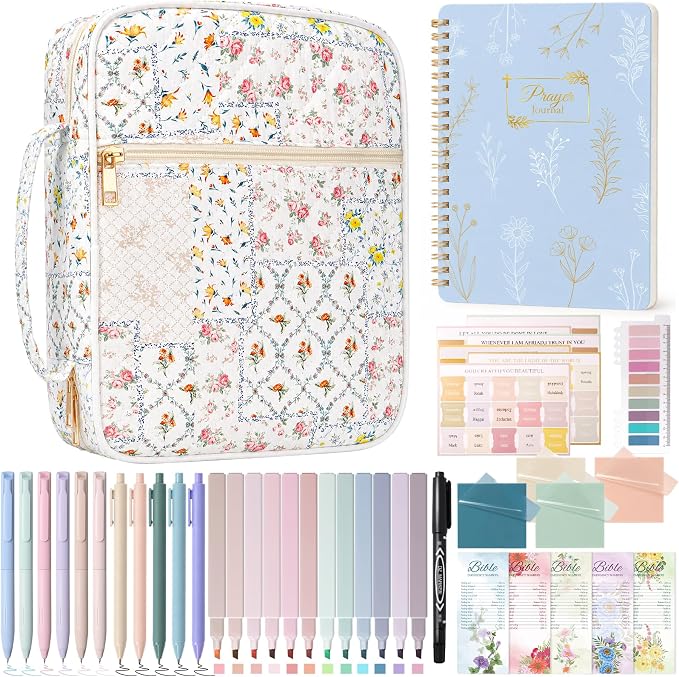 XKDOUS Bible Cover Case for Women Bible Bag Journaling Kit w/Study Supplies
