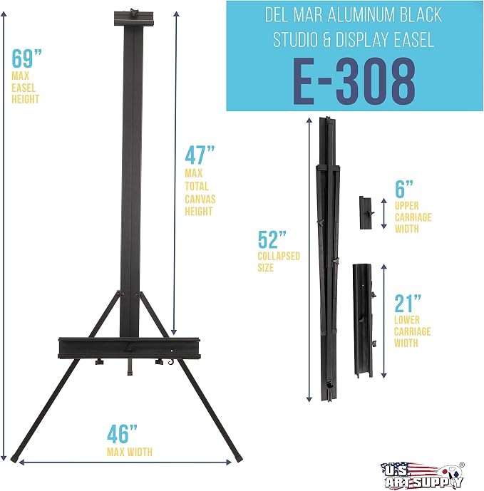 U.S. Art Supply 69" High Aluminum Single Mast Artists Studio Easel Stand