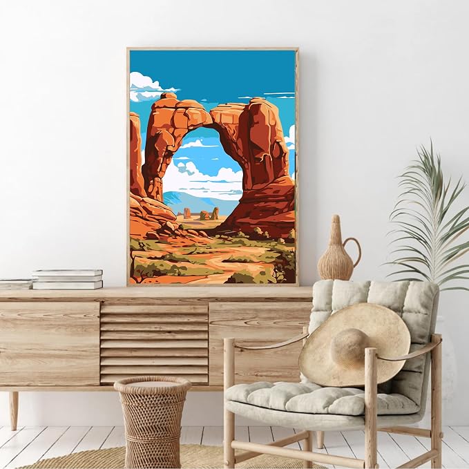 cupmod 6 Packs National Park Paint by Numers Kit for Adults,Landscape Painting by Number Kits on Canvas Without Frame,Landscape Adult Paint by Number Kits for Home Wall Decor 9.8x13.8inch