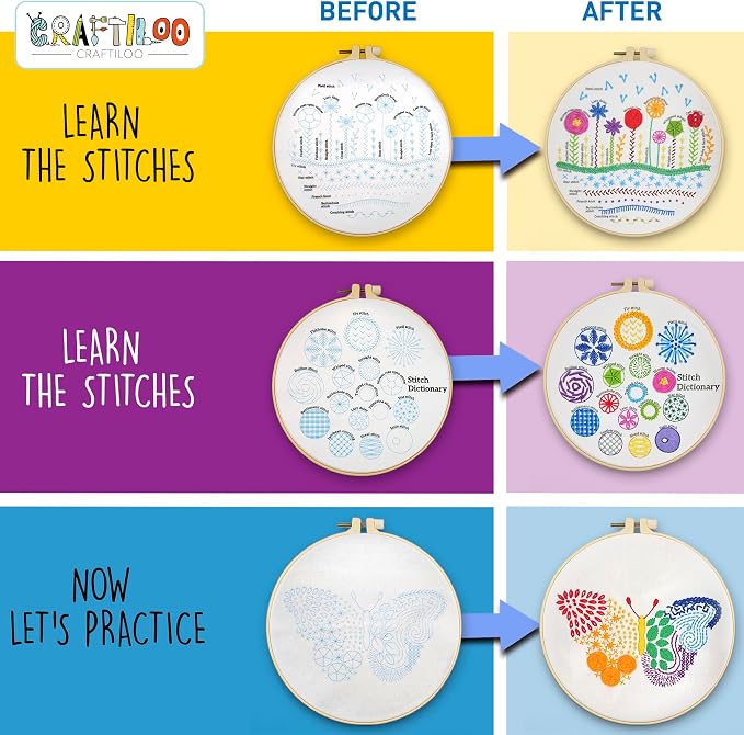 Butterfly Embroidery Kit for Beginners - Stamped Cross Stitch, Adults