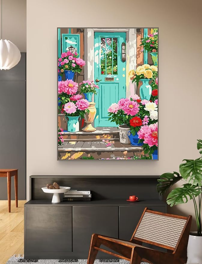 ZRIZQ Paint by Numbers Kit for Adults Beginner,Flowers Home,16x20