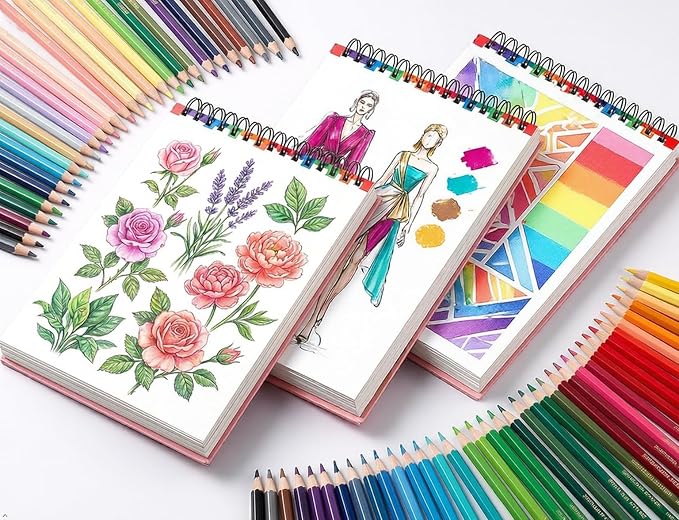 Sketchbook for Girls 9x12, 2 Pack Cute Pink Sketch Book for Teen Girls | 200 Sheets Spiral Drawing Pad, 68lb Acid-Free Erasable Paper Sketch Book for Women Teens, Art Supplies Gift Set