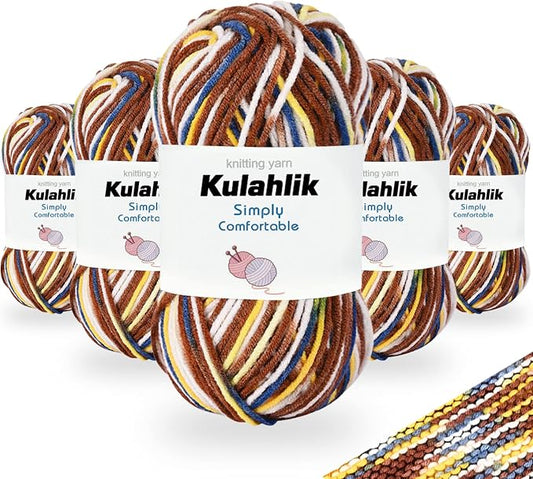 250g(5x50g) Acrylic Yarn for Crochet/Knitting, Colorful Gradient Yarn Thread, 5 Rolls Skeins, Perfect for Any Knitting Crochet and Crafts Mini Project