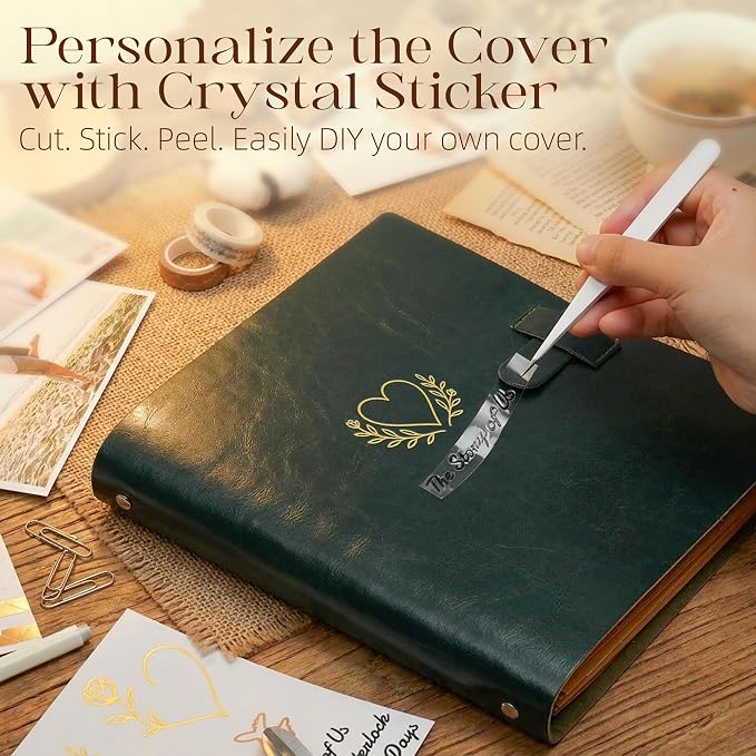 3D Interactive Scrapbook Album, Faux Leather - Dark Green