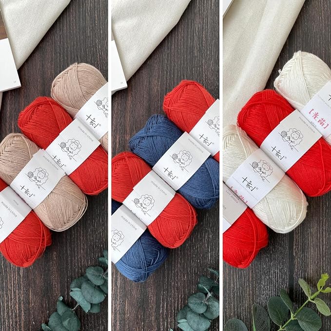 Linen Rayon Lyocell Blend Yarn, Superfine Fingering Weight (1), 150g/5.29oz (3 Strands, 50g/230yds per Strand)- 14 Red