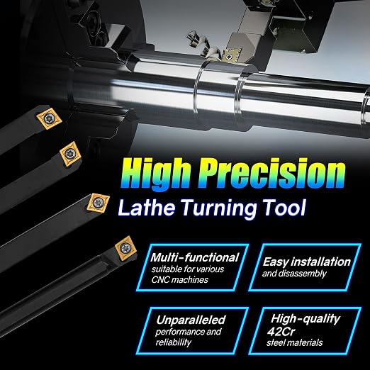 Indexable Lathe Turning Tool 1/2" 12mm Shank 14PCS Kit, 4PCS Metal Lathe Tools Holder 10PCS CCMT09T304 Carbide Insert for Turning Boring Grooving, SCMCN1212H09/SCLCL1212H09/SCLCR1212H09/S12M-SCLCR09