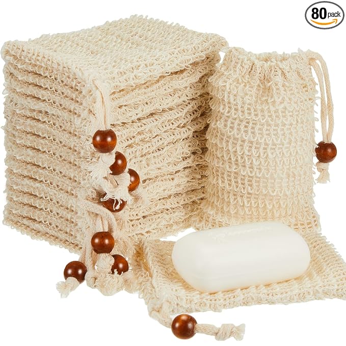 Cunhill 80 Pack Soap Saver Bags Exfoliating Soap Pouch, 3.5x5.5 Inch