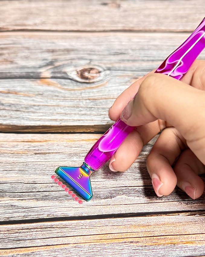 Diamond Art Pens Tools Diamond Painting Accessories Kits with Screw Metal Tip Roller Diamond Painting Pen Drill Bead Dot Pens for Art Craft Nail (Purple Pen Color 6)