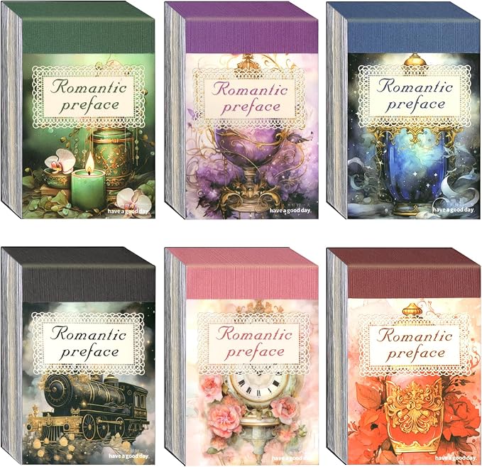 Aromoty 6 Set 300 Pcs Vintage Washi Stickers Book Kit Junk Journal Supplies