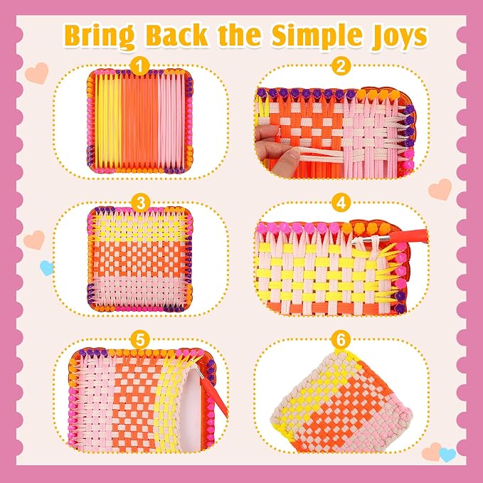 Upgraded Frame Weaving Loom Kit for Kids, Beginner Crochet Kit (224 Loops)
