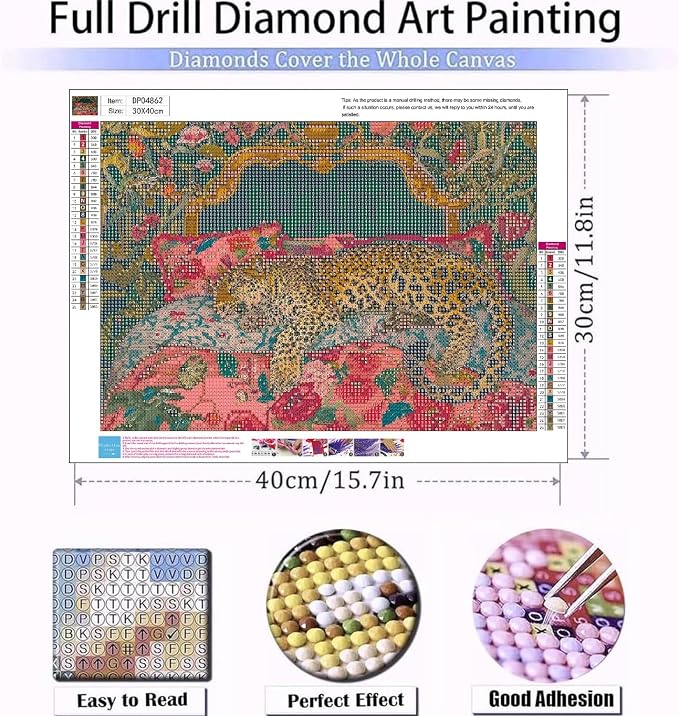 Cheetah Diamond Art Kits for Adults, Diamond Painting for Beginner 5D DIY