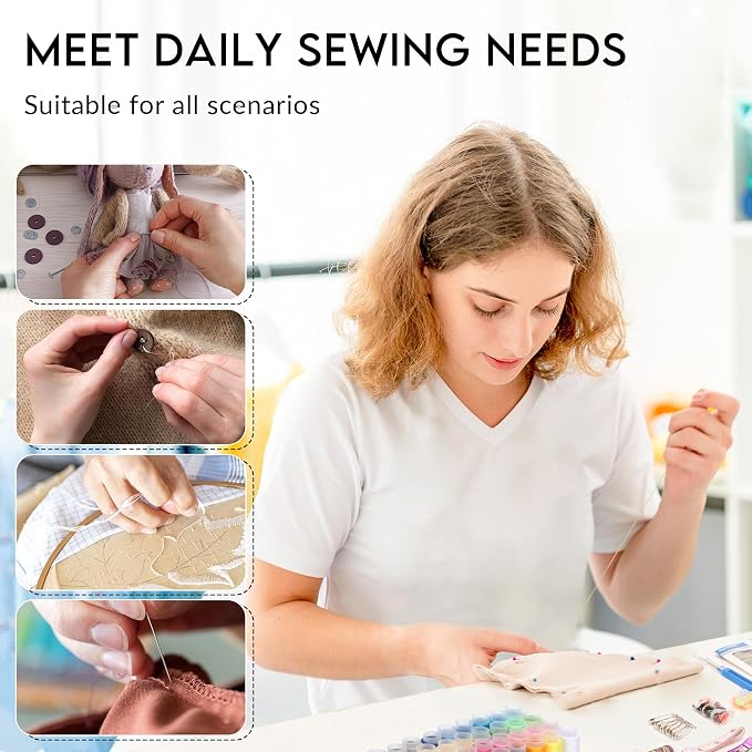 Coquimbo Professional Sewing Kit for Adults, 213 Pieces Sewing Tools | Needle and Thread Kit with Scissors, 38XL Thread, Tape Measure, Needles, Christmas Birthday Gifts for Mom Grandma Women Girls