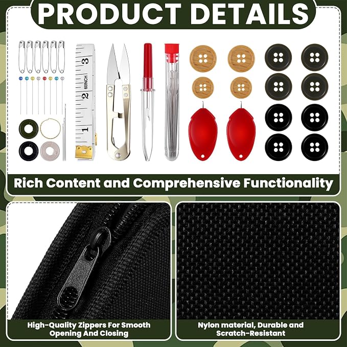 Suncalla 1 Pack Military Survival Sewing Kit Travel Emergency,Black