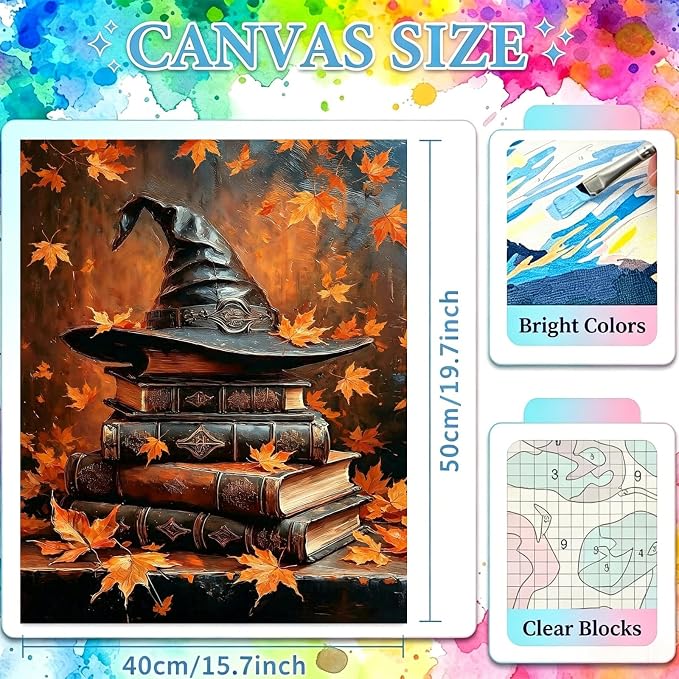 YarnWhimsy Halloween Paint by Numbers Kit for Adults 16x20 inch