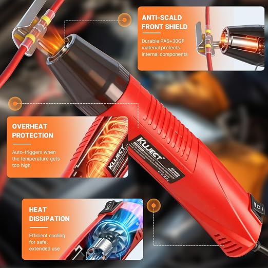 Kuject Mini Heat Gun, 120PCS Solder Seal Wire Connectors Kit, 350W Dual-Temp Heat Gun for Shrink Tubing, Waterproof Heat Shrink Wire Repair Kit with Solder Stick for Marine Automotive Truck, AWG 26-10