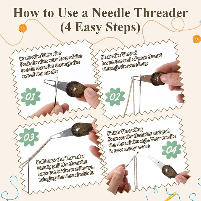 2 Pack Needle Threaders for Hand Sewing, 5.1" x 2.8" x 0.5"Yarn Threader