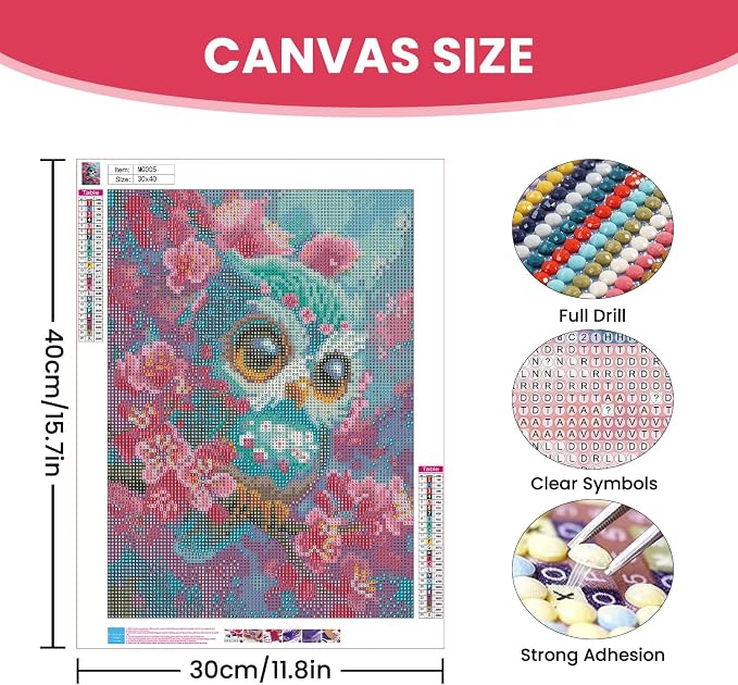 Amaieuin Owl Diamond Painting for Adults,Owl Diamond Art Painting for Adults,5D Diamond Painting for Home Decor and Gifts 12x16in
