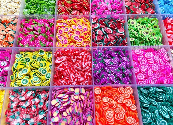 14800Pcs Fruit Nail Art Slices Polymer Fruit Slice 3D Polymer Slices Polymer Clay Slice Colorful Making Supplies for DIY Crafts Nail Art, and Cellphone Decorations(24 Styles)