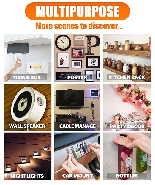 Tatastar Double Sided Tape Heavy Duty (2 Rolls, 20 Feet) - Removable Waterproof Nano Mounting Tape, 1.2" & 0.8" Width for Picture Hanging, Wall Decor, Posters, Carpets, Rugs - Indoor & Outdoor Use