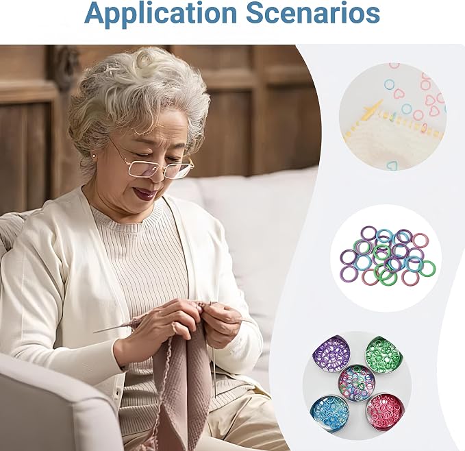 Wonafa 50Pcs Round Metal Stitch Markers,Metal Colorful Crochet Stitch Markers,with Storage Box for Crocheting Clothing Tag DIY Craft Project (Orbicular-50Pcs)