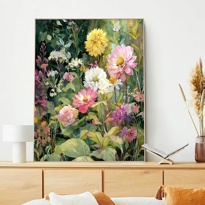 xcemhil Flowers Paint by Numbers Kit for Adults Beginner, Flowers Paint by Numbers for Adult, Acrylic Paint by Number Kits Suitable for Home Wall Art Decor Gifts 16x20 Inch