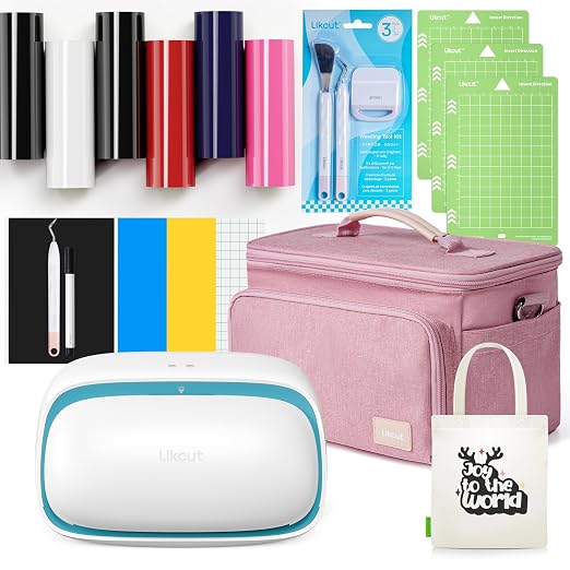 Likcut HTV Vinyl Cutter Machine, Creator Bundle with Carrying Case, S501 | Complete HTV Bundle Included, Cuts 50+ Materials, Dual Connectivity, Easy Setup for DIY Joy, For T-Shirts, Bags & Hats
