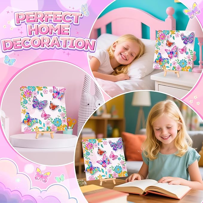 Arts and Crafts for Kid Age 8-12, Diamond Art Butterfly Girl Birthday Gift