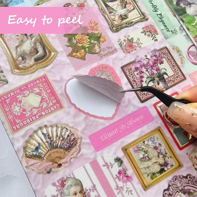 Vintage Sticker Book 500+ Stickers 30 Pages for Journaling Scrapbooking