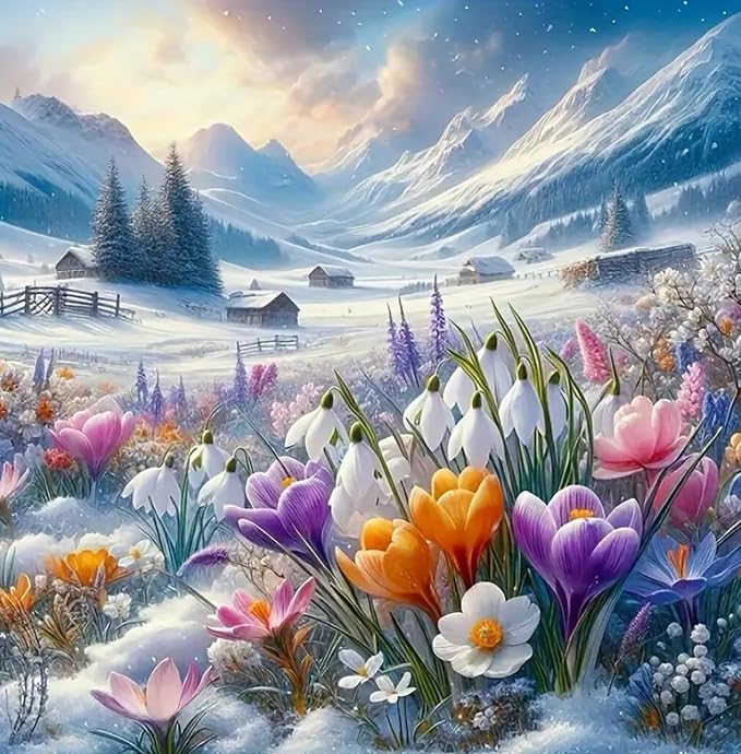 Diamond Art for Adults, 5D Diamond Painting Kit, DIY Diamond Painting Kits for Beginners, Flower Diamond Painting, 14x14 Inches