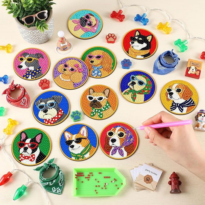 Zonon 12 Pcs Fourth of July Diamond Art Magnets Kits, Patriotic Fridge | USA Flag Dog Truck Star Fireworks Designs, Easy DIY Diamond Stickers for Adults, Refrigerator Home Decor