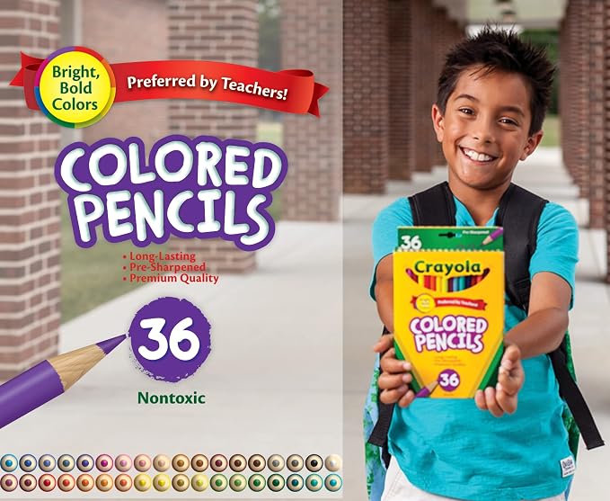 Crayola Colored Pencils (36ct), Kids Pencil Set, Pre-Sharpened Coloring Book Pencils for Kids & Adults, Arts & Crafts Supplies, Coloring Gift, Ages 3+ (Pack of 12)
