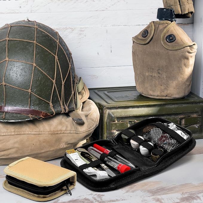Suncalla 2 Pack Military Survival Sewing Kit Travel Emergency,Black Brown
