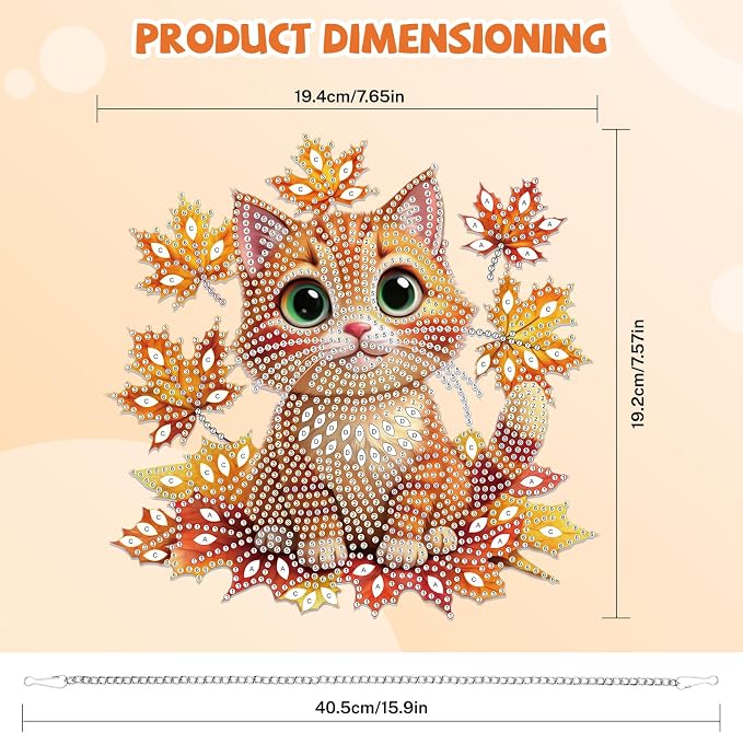 Bowetile Fall Squirrel Diamond Art Hanging Kits for Adults, Diamond Art Suncatchers Maple Leaf, 5D Special Shape Autumn Diamond Painting Pendant Window Ornament Gifts for Home Door Wall Decor