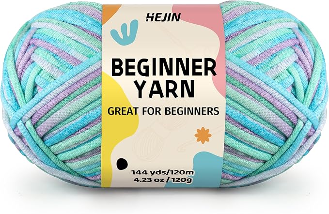 120g Ice Color Yarn for Crocheting and Knitting; Rainbow Yarn for Beginners with Easy-to-See Stitches;Worsted-Weight Medium #4;Yarn for Beginners Crochet Kit Making