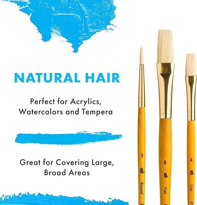 Princeton RealValue Brush Set, Natural, Yellow Handle, 3 Piece, 1 Count
