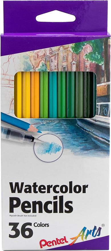 Pentel Arts Watercolor Pencil Set - Assorted Colors, 36-Pack (CB9-36)