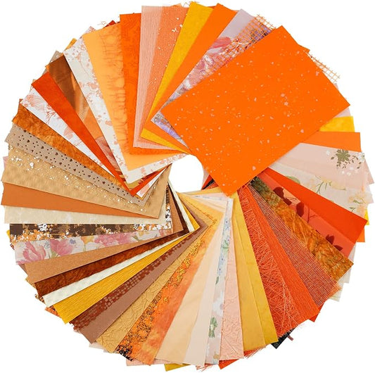 50 Sheets Orange Scrapbook Paper Textured Mesh Fabric Assorted