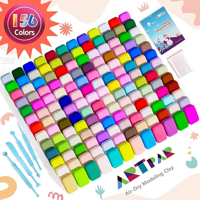 A‌RTPAR Air Dry Clay 156 Colors,Modeling Magic Clay for Kids Bulk Craft Kit