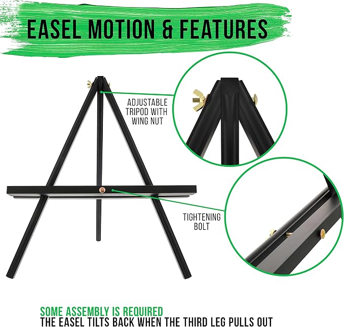 U.S. Art Supply 12" Black Wood Tabletop Easel (4 Pack) - Adjustable