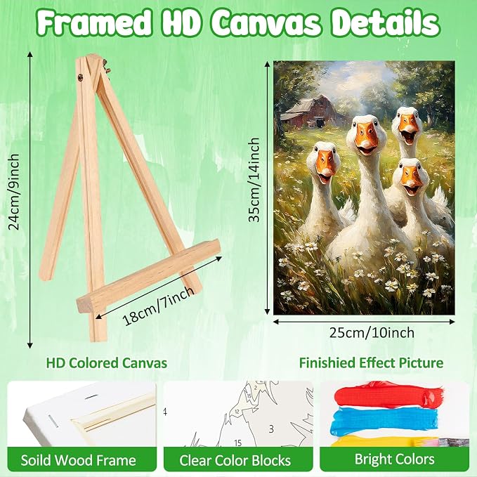 MAXBYE Animals Framed Paint by Numbers Kits for Adults with Wooden Easel, Easy Adult Paint by Number Kits on Canvas, DIY Oil Paintings for Beginners Gift Home Wall Decor 10×14 Inch