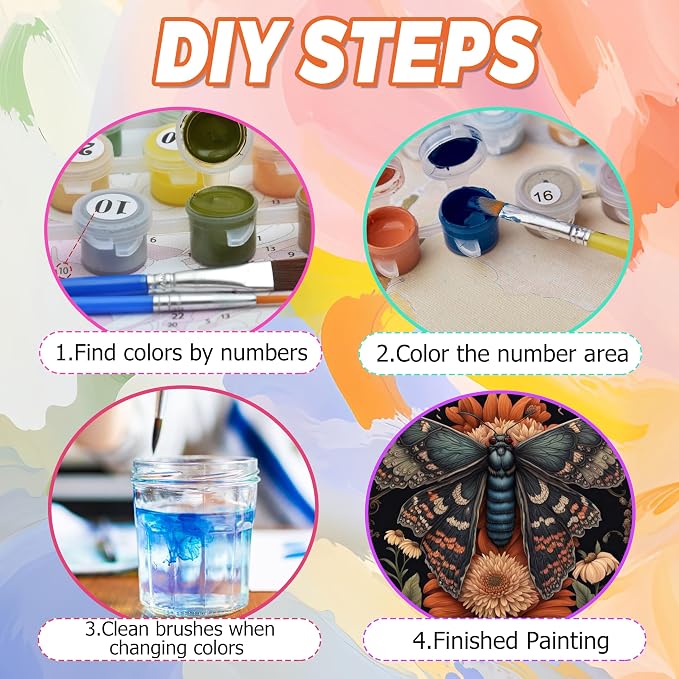 Yunruily Paint by Numbers Kits for Adults - Vintage Butterfly Adult Paint by Number Kits on Canvas,Paint by Number for Adults for Gifts Home Wall Decor 16x20inch