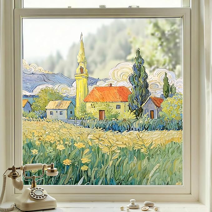 ADD.HERES Stained Glass Window Film, Window Film Decorative, 17.5 x 39.37in