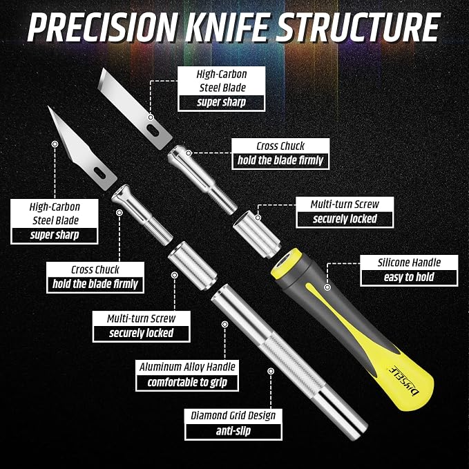 DIYSELF 16-Piece Exacto Knife Set, Craft Knife & Hobby Knife Kit, Precision Knife with Magnetic Storage Case, Exacto Knife for Crafting, Paper, Foam, Vinyl, Models, 3D Printing, Junk Journal Supplies | Craft knife, hobby knife and precision knife kit f...