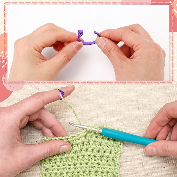 DTOFOOT 6Pcs Knitting Crochet Tension Ring for Fingers with Box | Metal Open Crochet Ring, Adjusts for Finger Tension, Speeds Up Braided Knitting Work, Ideal Gifts for Mom Grandma Crocheters